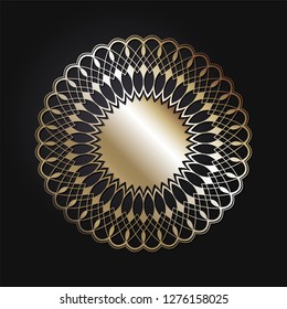 Decorative round frame for design with abstract floral pattern. Circle frame. Template for printing cards, invitations, books, for textiles, engraving, wooden furniture, forging. Vector.