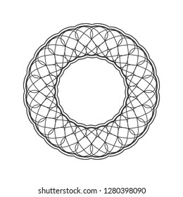 Decorative round frame for design with abstract floral pattern. Circle frame. Template  Vector.