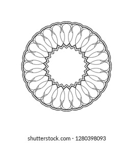 Decorative round frame for design with abstract floral pattern. Circle frame. Template  Vector.