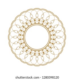 Decorative round frame for design with abstract floral pattern. Circle frame. Template  Vector.