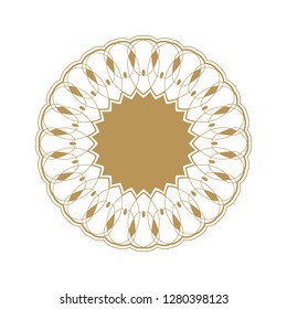 Decorative round frame for design with abstract floral pattern. Circle frame. Template  Vector.