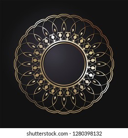 Decorative round frame for design with abstract floral pattern. Circle frame. Template  Vector.