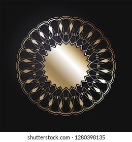 Decorative round frame for design with abstract floral pattern. Circle frame. Template  Vector.