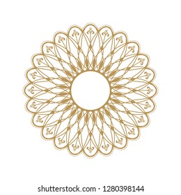 Decorative round frame for design with abstract floral pattern. Circle frame. Template  Vector.