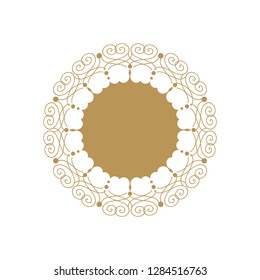 Decorative round frame for design with abstract floral pattern. Circle frame. Template  Vector.