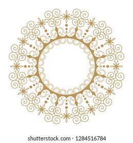 Decorative round frame for design with abstract floral pattern. Circle frame. Template  Vector.