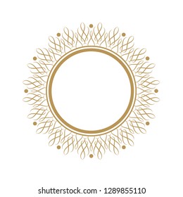 Decorative round frame for design with abstract floral pattern. Circle frame. Template  Vector.