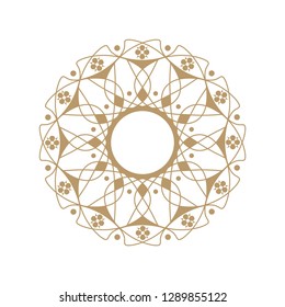 Decorative round frame for design with abstract floral pattern. Circle frame. Template  Vector.