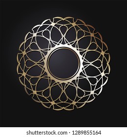 Decorative round frame for design with abstract floral pattern. Circle frame. Template  Vector.