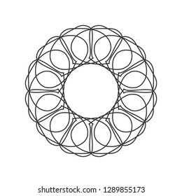 Decorative round frame for design with abstract floral pattern. Circle frame. Template  Vector.