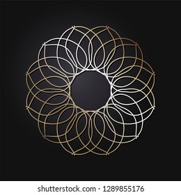 Decorative round frame for design with abstract floral pattern. Circle frame. Template  Vector.