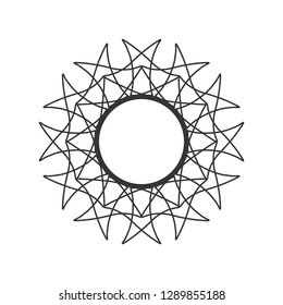 Decorative round frame for design with abstract floral pattern. Circle frame. Template  Vector.