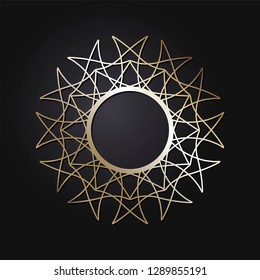 Decorative round frame for design with abstract floral pattern. Circle frame. Template  Vector.