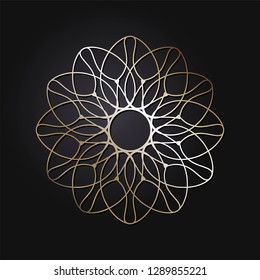 Decorative round frame for design with abstract floral pattern. Circle frame. Template  Vector.