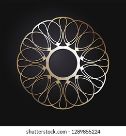 Decorative round frame for design with abstract floral pattern. Circle frame. Template  Vector.