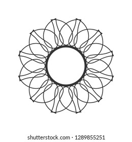 Decorative round frame for design with abstract floral pattern. Circle frame. Template  Vector.