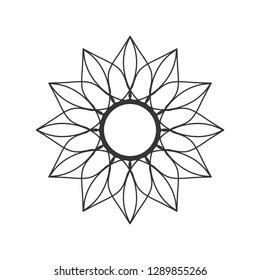 Decorative round frame for design with abstract floral pattern. Circle frame. Template  Vector.