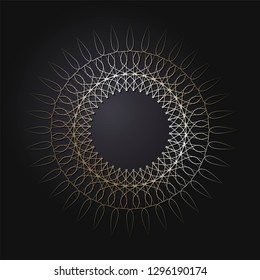 Decorative round frame for design with abstract floral pattern. Circle frame. Template Vector.