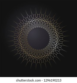 Decorative round frame for design with abstract floral pattern. Circle frame. Template Vector.