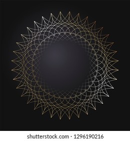 Decorative round frame for design with abstract floral pattern. Circle frame. Template Vector.