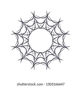 Decorative round frame for design with abstract floral pattern. Circle frame. Template Vector.