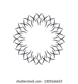 Decorative round frame for design with abstract floral pattern. Circle frame. Template Vector.