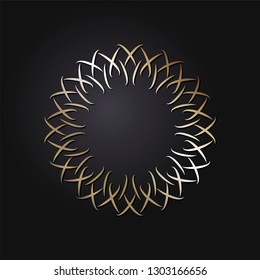 Decorative round frame for design with abstract floral pattern. Circle frame. Template Vector.