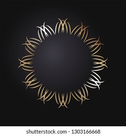Decorative round frame for design with abstract floral pattern. Circle frame. Template Vector.