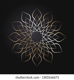 Decorative round frame for design with abstract floral pattern. Circle frame. Template Vector.