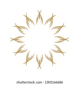 Decorative round frame for design with abstract floral pattern. Circle frame. Template Vector.