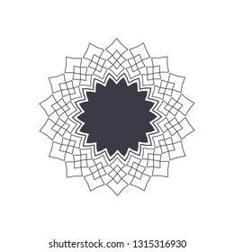 Decorative round frame for design with abstract floral pattern. Circle frame. Template Vector.