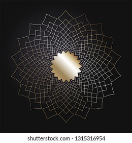 Decorative round frame for design with abstract floral pattern. Circle frame. Template Vector.