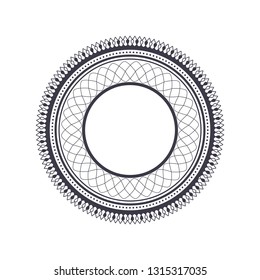 Decorative round frame for design with abstract floral pattern. Circle frame. Template Vector.