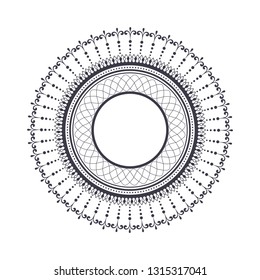 Decorative round frame for design with abstract floral pattern. Circle frame. Template Vector.