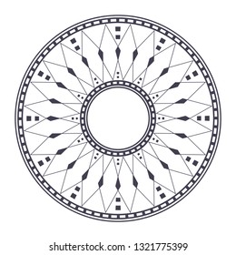 Decorative round frame for design with abstract floral pattern. Circle frame. Template Vector.