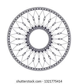 Decorative round frame for design with abstract floral pattern. Circle frame. Template Vector.