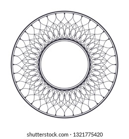 Decorative round frame for design with abstract floral pattern. Circle frame. Template Vector.