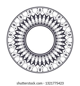 Decorative round frame for design with abstract floral pattern. Circle frame. Template Vector.