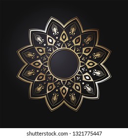 Decorative round frame for design with abstract floral pattern. Circle frame. Template Vector.