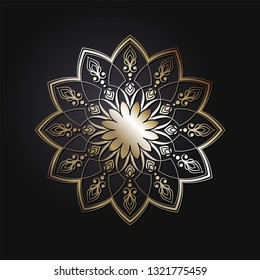 Decorative round frame for design with abstract floral pattern. Circle frame. Template Vector.