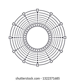 Decorative round frame for design with abstract floral pattern. Circle frame. Template Vector.