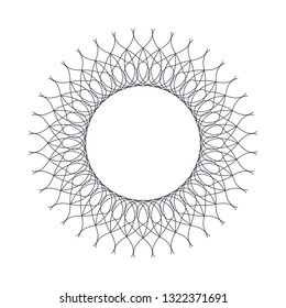 Decorative round frame for design with abstract floral pattern. Circle frame. Template Vector.