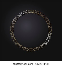 Decorative round frame for design with abstract floral pattern. Circle frame. Template Vector.