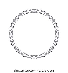 Decorative round frame for design with abstract floral pattern. Circle frame. Template Vector.