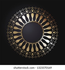 Decorative round frame for design with abstract floral pattern. Circle frame. Template Vector.