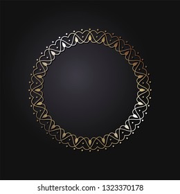 Decorative round frame for design with abstract floral pattern. Circle frame. Template Vector.