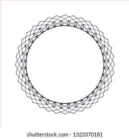 Decorative round frame for design with abstract floral pattern. Circle frame. Template Vector.