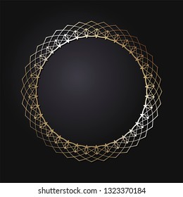 Decorative round frame for design with abstract floral pattern. Circle frame. Template Vector.