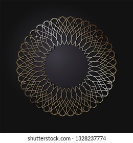 Decorative round frame for design with abstract floral pattern. Circle frame. Template Vector.