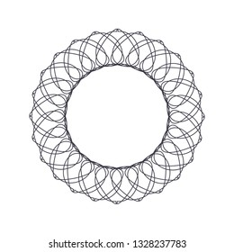 Decorative round frame for design with abstract floral pattern. Circle frame. Template Vector.